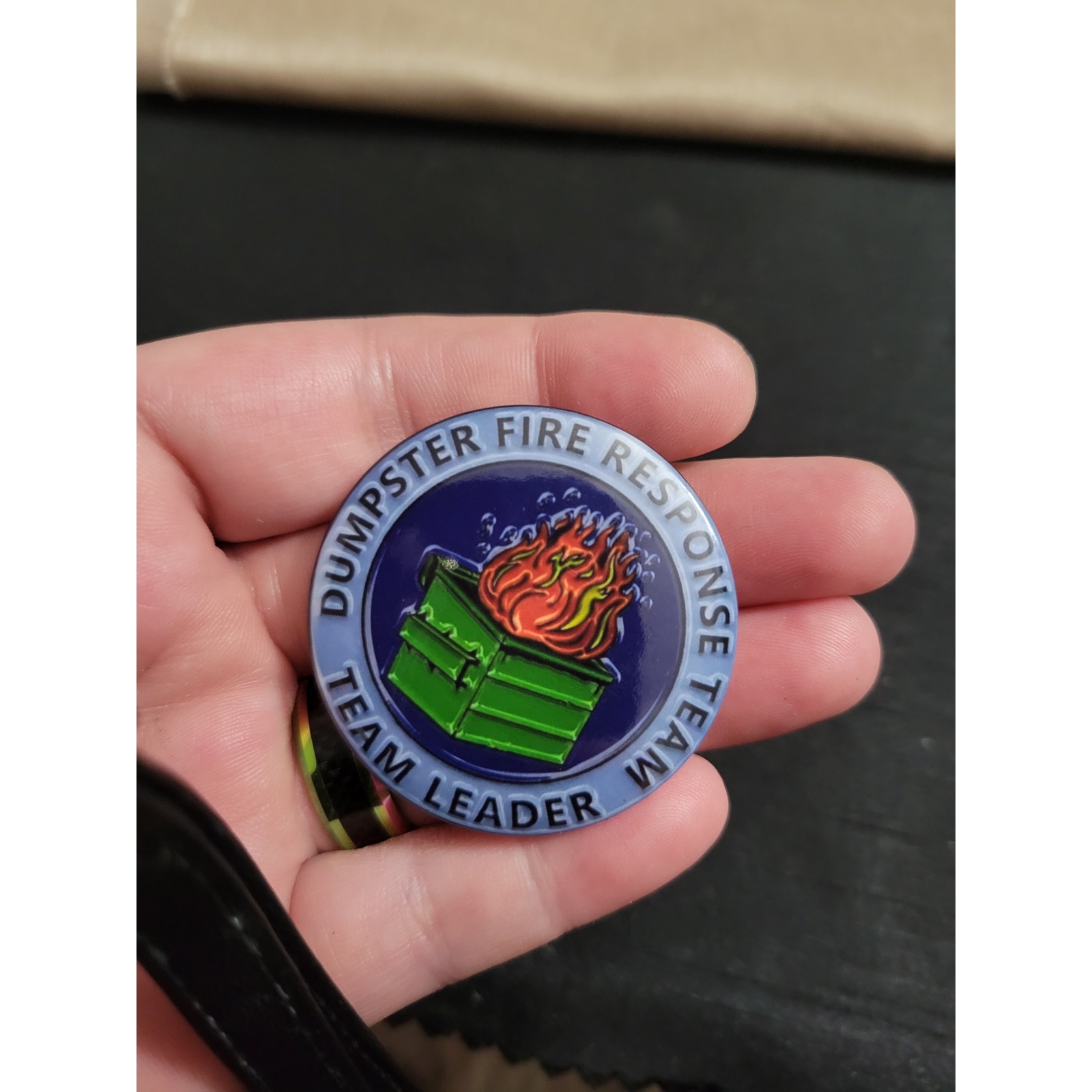 Dumpster Fire Response Team Leader Funny Button Pin 9$